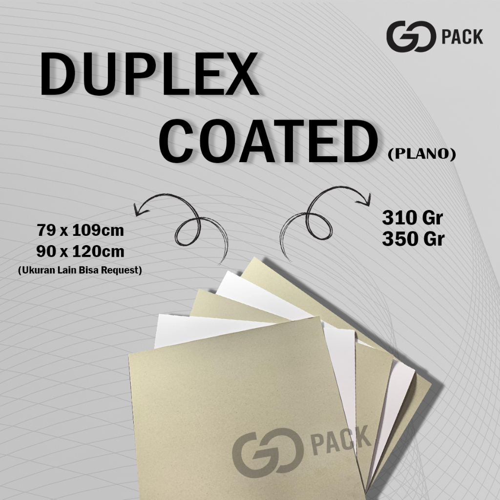 

Kertas Duplex Coated Dengan Gramatur 310 Gr dan 350 Gr , Ukuran 79X109 Cm dan 90x120 Cm