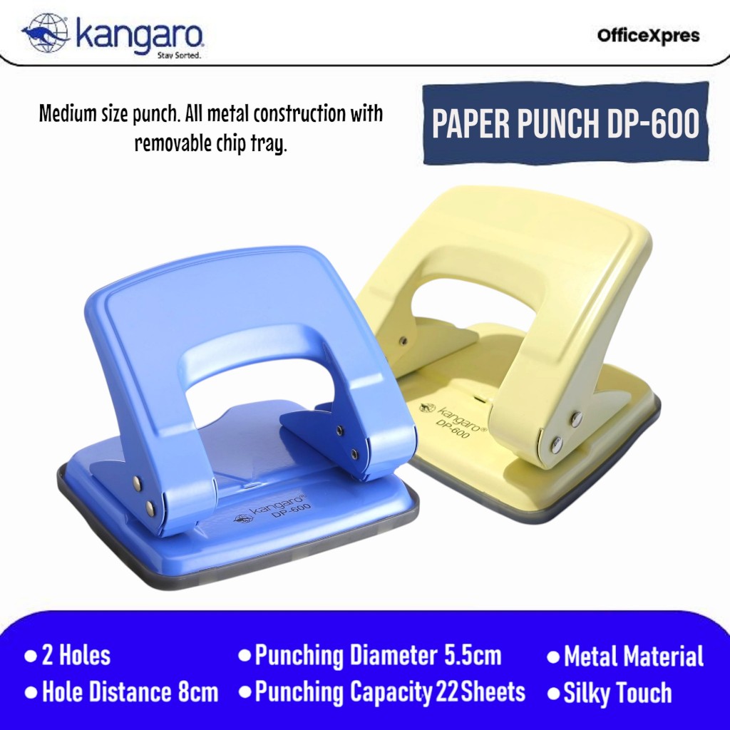 

Paper Punch DP-600 / Pembolong Kertas DP 600 / Pelubang Kertas 2 Lubang / Punching 2 Hole / Preforator DP-600 / Paper Punch Kangaro