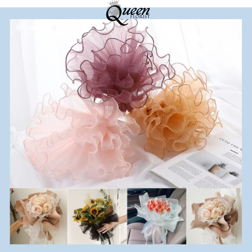 

Korean Wrapping Mesh Lace Renda Kain Ruffle Flower Wrap Curly Wave Mermaid Tail Buket Bouquet 6265