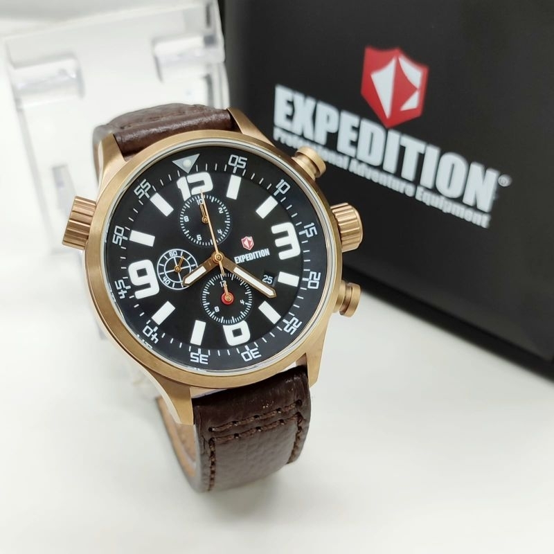 Jam Tangan Expedition 6318 Jam Tangan Pria Stainless Steel Chronograp Tanggal Aktif Original