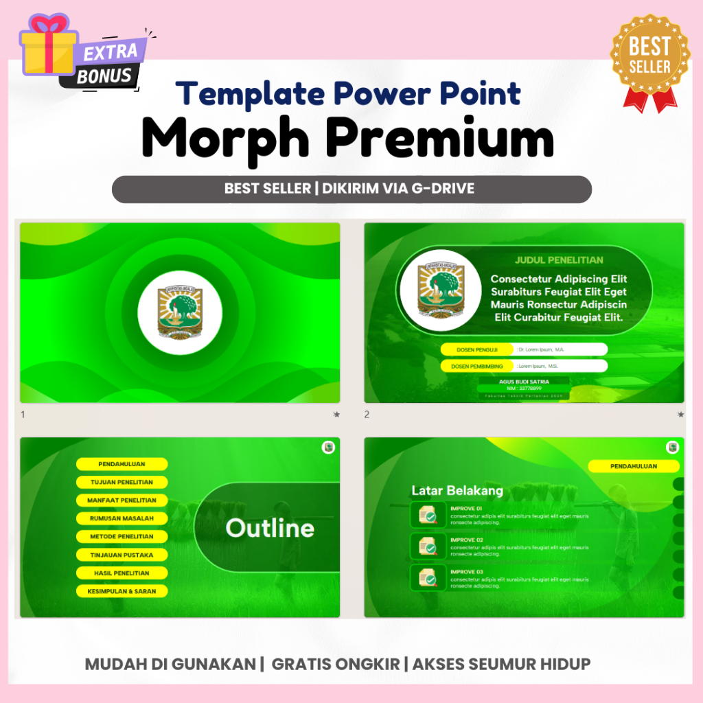 Template PPT Premium - Animasi Morph, Animasi Bergerak untuk Seminar & Sidang | PPT 5