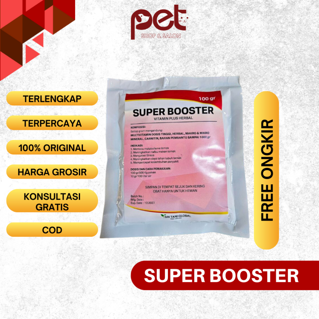 Super Booster @100 gram - Suplemen Untuk Nafsu Makan Ternak - Obat Nafsu Makan Kambing - Obat Nafsu 
