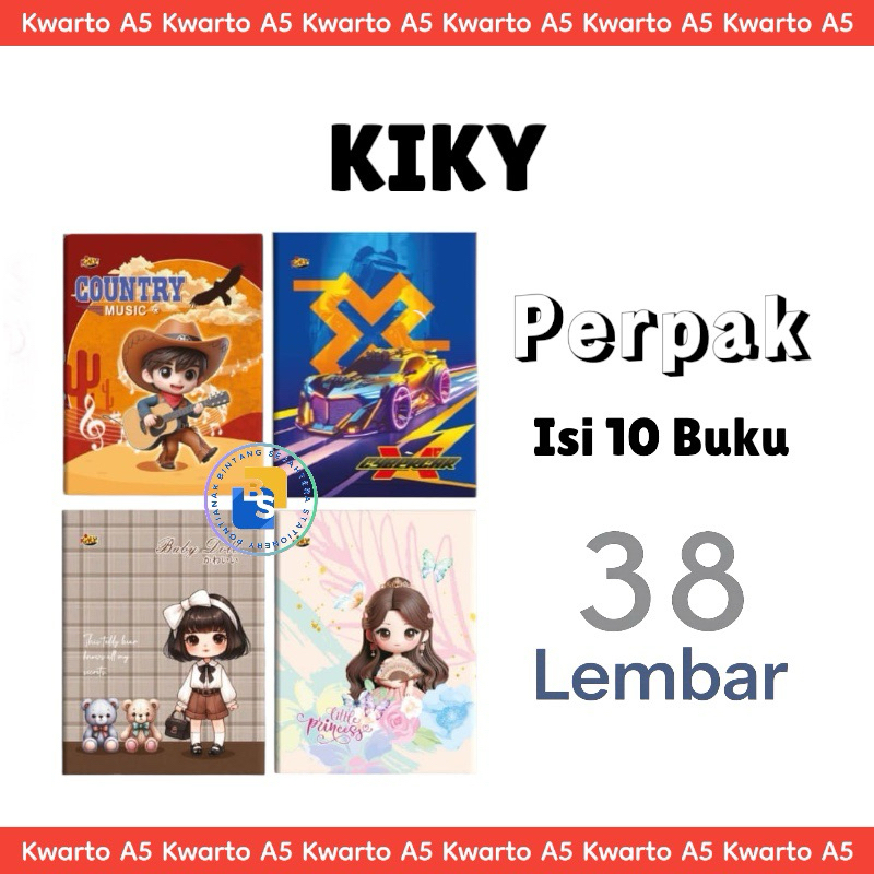 

10 buku - Buku Tulis Campus KIKY 38 Lembar Kwarto Pendek A5
