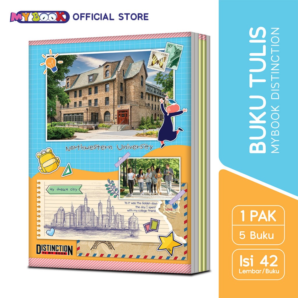 

My Book Distinction Buku Tulis Postcard University 42 Lembar Boxy - 5 Buku