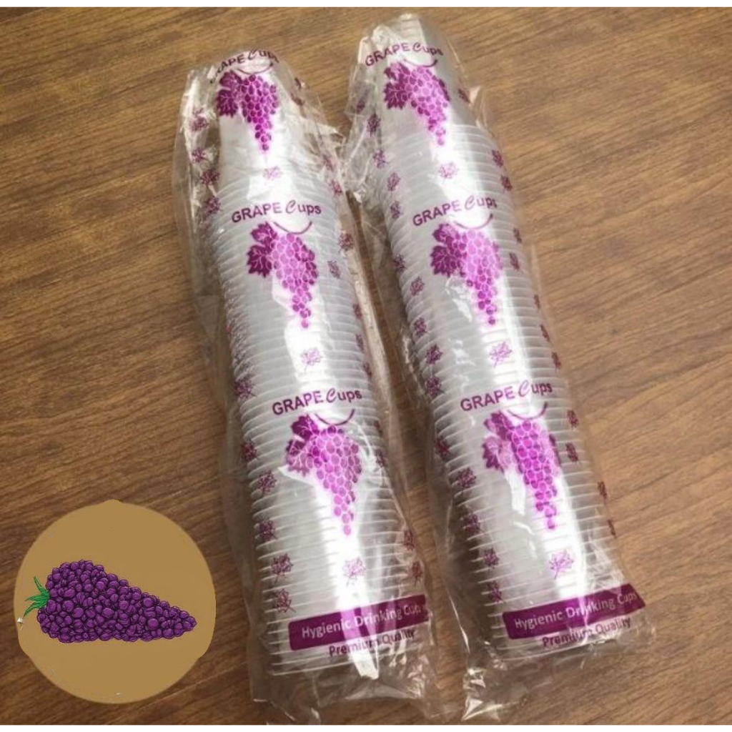 GELAS PLASTIK CUP KOPI MEREK ANGGUR / GELAS MERK GRAPE ANGGUR 220 ML PER 50pc