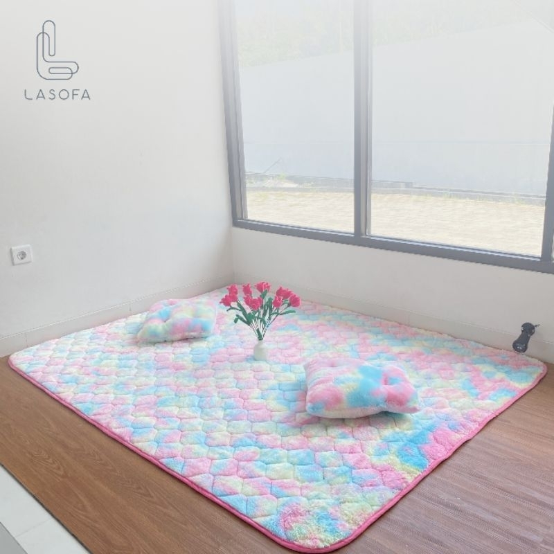 Lasofa - Karpet /Karpet Motif Rainbow/ Karpet Lantai Rainbow/ Karpet Aestetic / Karpet Bulu/Karpet R