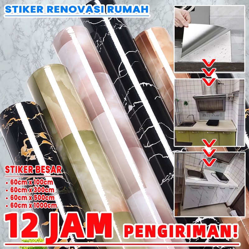 【COD】wallpaper dinding dapur 10meter wallpaper marmer wallpaper meja dapur walpaper dapur 10 meter