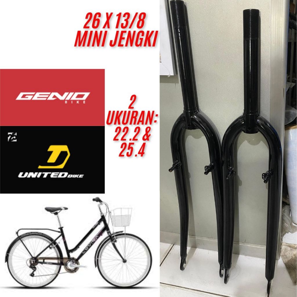 UNITED GENIO Fork Rigid 26 X 13/8 Jengki Mini 25.4 22.2 Garpu Steel Sepeda Mini Standard Oversize