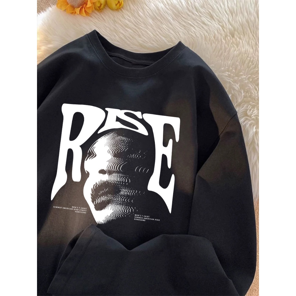 Maverick Kaos Oversize Blurring Avatars And Letters lengan panjang T Shirt Distro Pria Wanita Cott 2