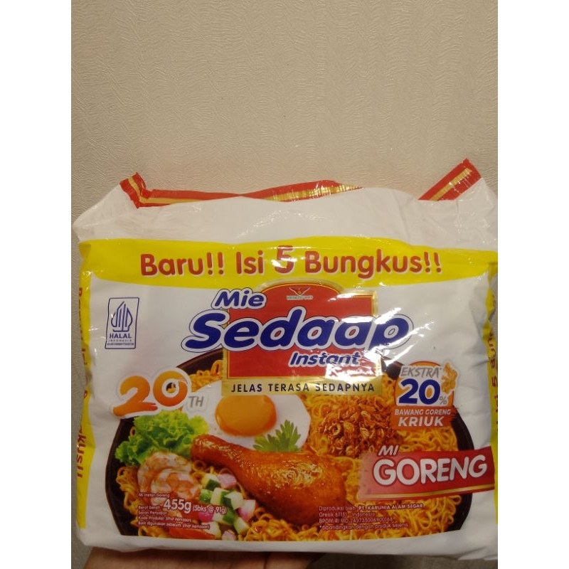 

Paket Hemat Mie Sedaap Instan Mi Goreng isi 5 bungkus 455g ( 5 bks @91g)