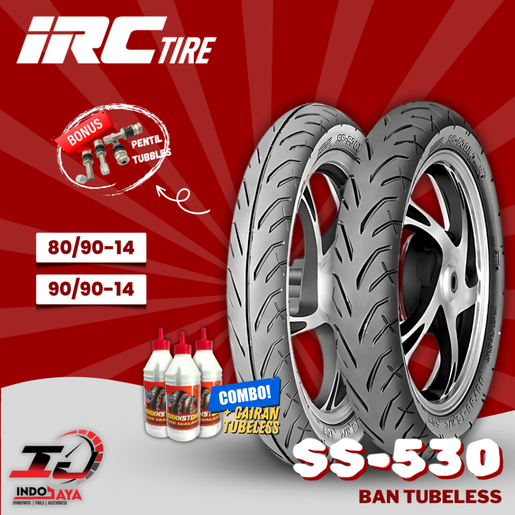 [PAKET SEPASANG] BAN LUAR TUBELESS IRC SS-530F & SS-530R (80/90-14 & 90/90-14) BAN DEPAN DAN BELAKAN