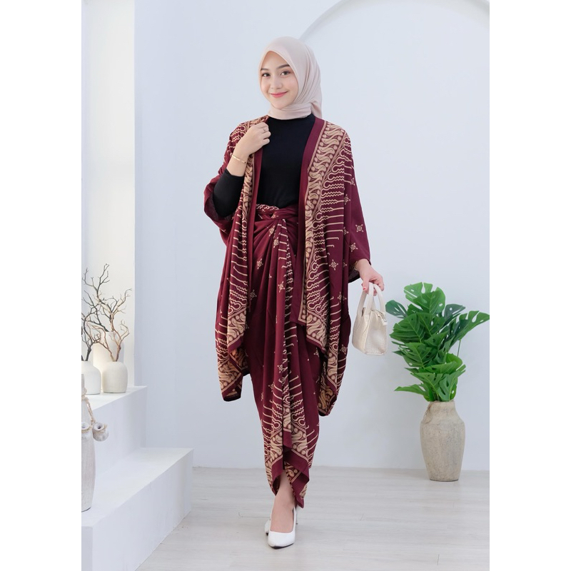 SET KEBAYA PRADA SENO MODERN CARDIGAN BATIK KONDANGAN OUTFIT KONDANGAN