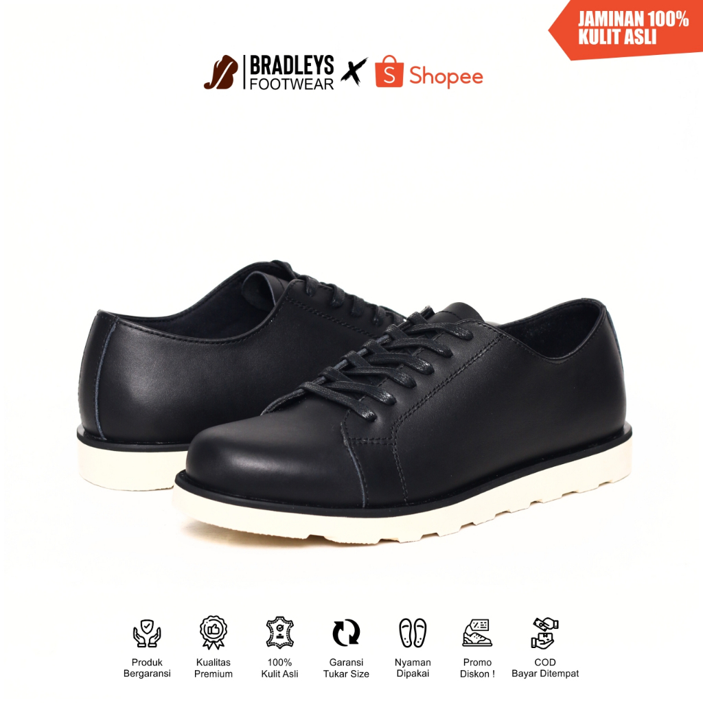 Bradleys Collins Black Limited - Sepatu Kulit Casual Formal Pria