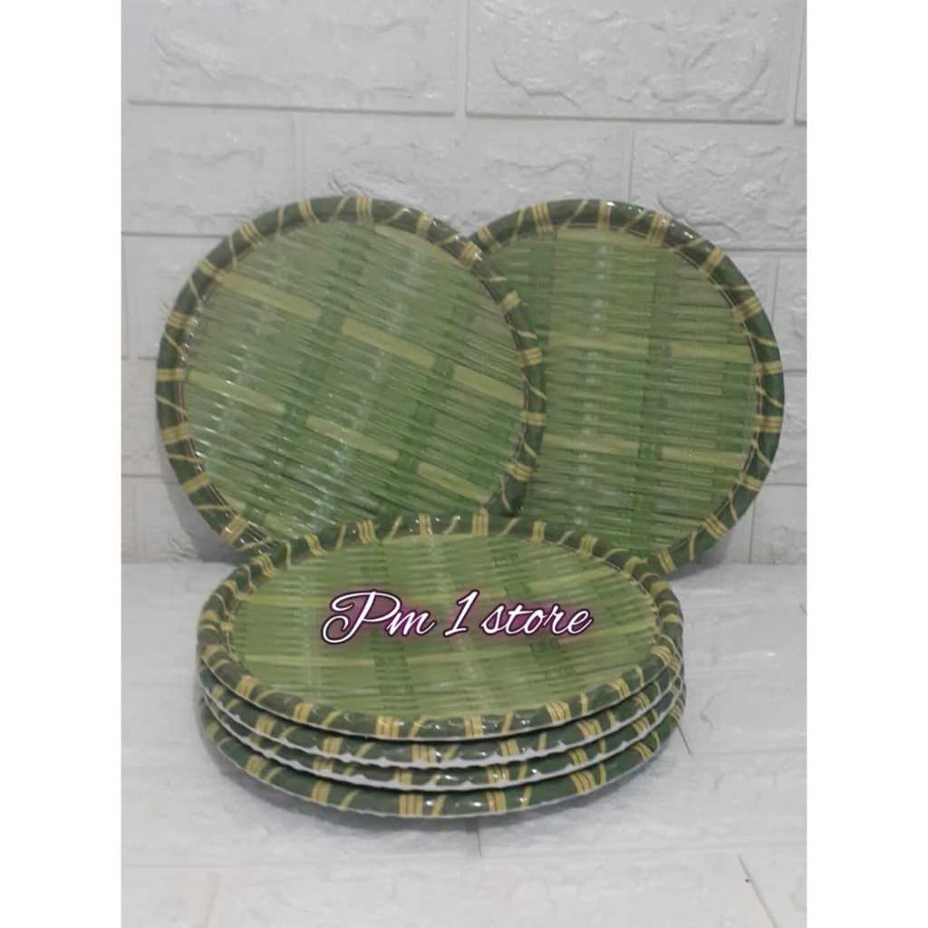 Piring Melamin Bulat Motif Rotan PAB-09 Merek Singa Singi