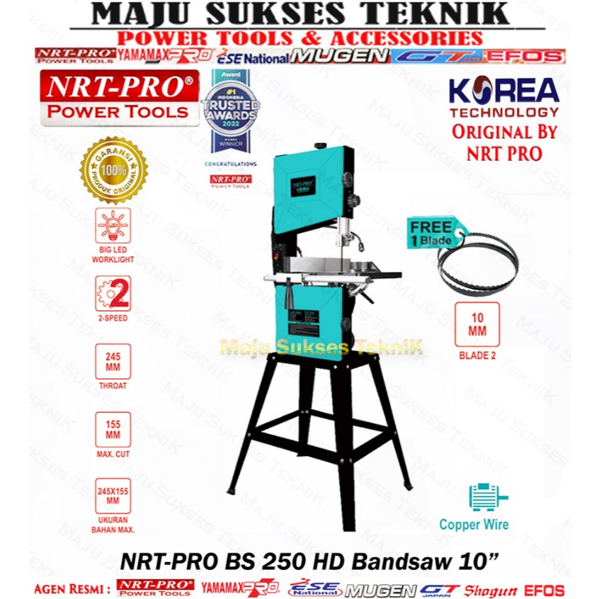 NRT PRO BS 250 HD BandSaw 10 Inch Mesin Gergaji Kayu dan Potong Tulang  10inch BS250HD BS 250 BS250