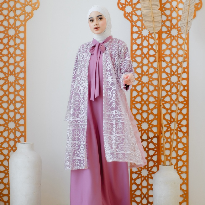SHIREN RAYA Gamis Outer Tile corak 2in 1 (outer iner lepas pasang)-By Denica