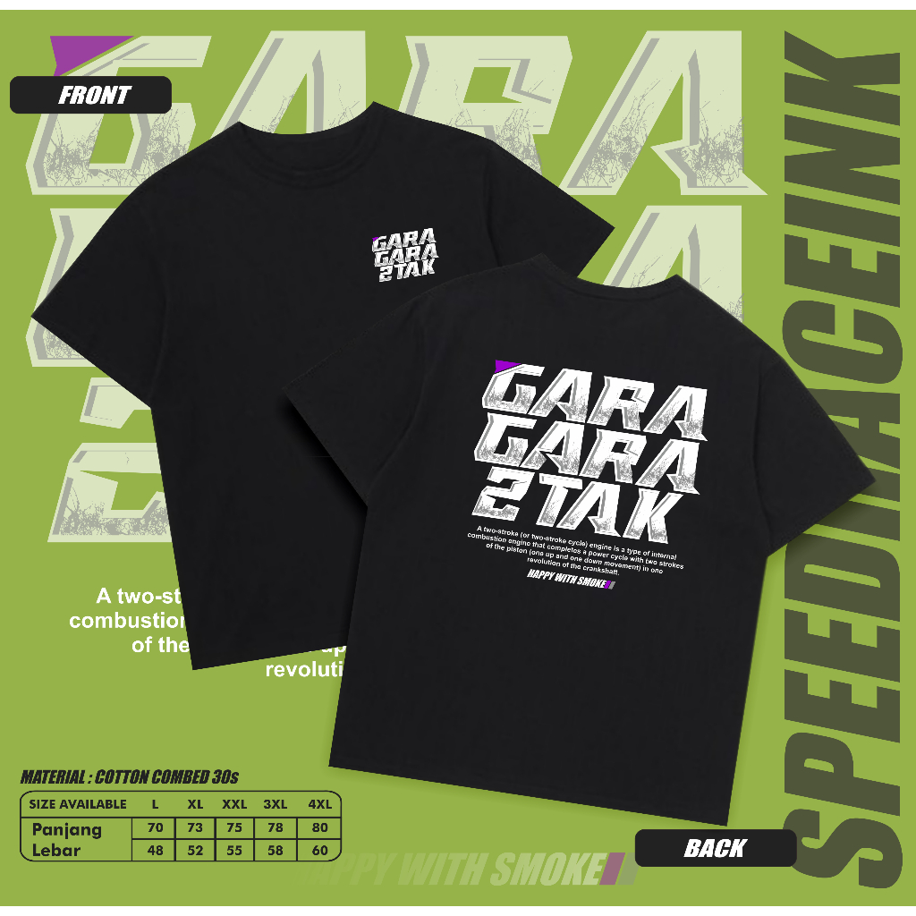 Kaos Racing Gara Gara 2 Tak Tshirt Racing Kaos Gara Gara 2 Tak Hobi Ninja SS R 150 Ninja RR Fizr Rxk