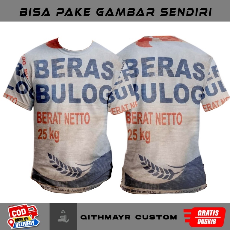 kaos unik karung beras bulog printing/sublime 3D