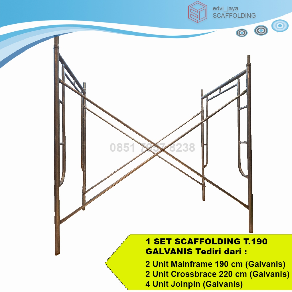 SET STEGER - SCAFFOLDING TINGGI 190 MAIN FRAME 190 GALVANIS - BARU