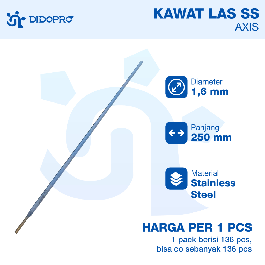 AXIS Kawat Las Stainless Steel 1.6mm x 250mm Eceran Per Biji