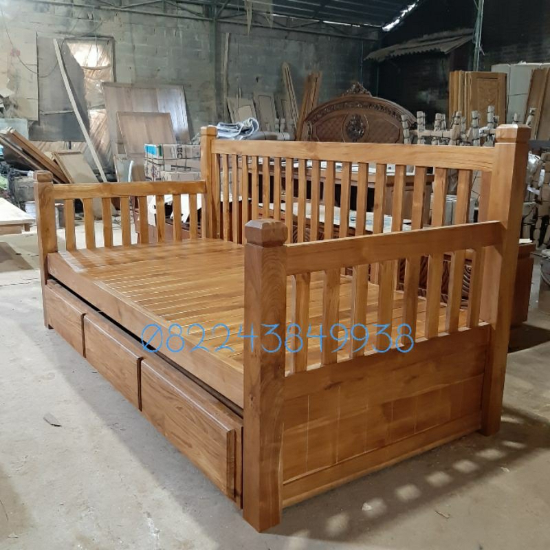 Daybed jati laci besar kursi bangku teras sofabed minimalis sofa bale bale risban