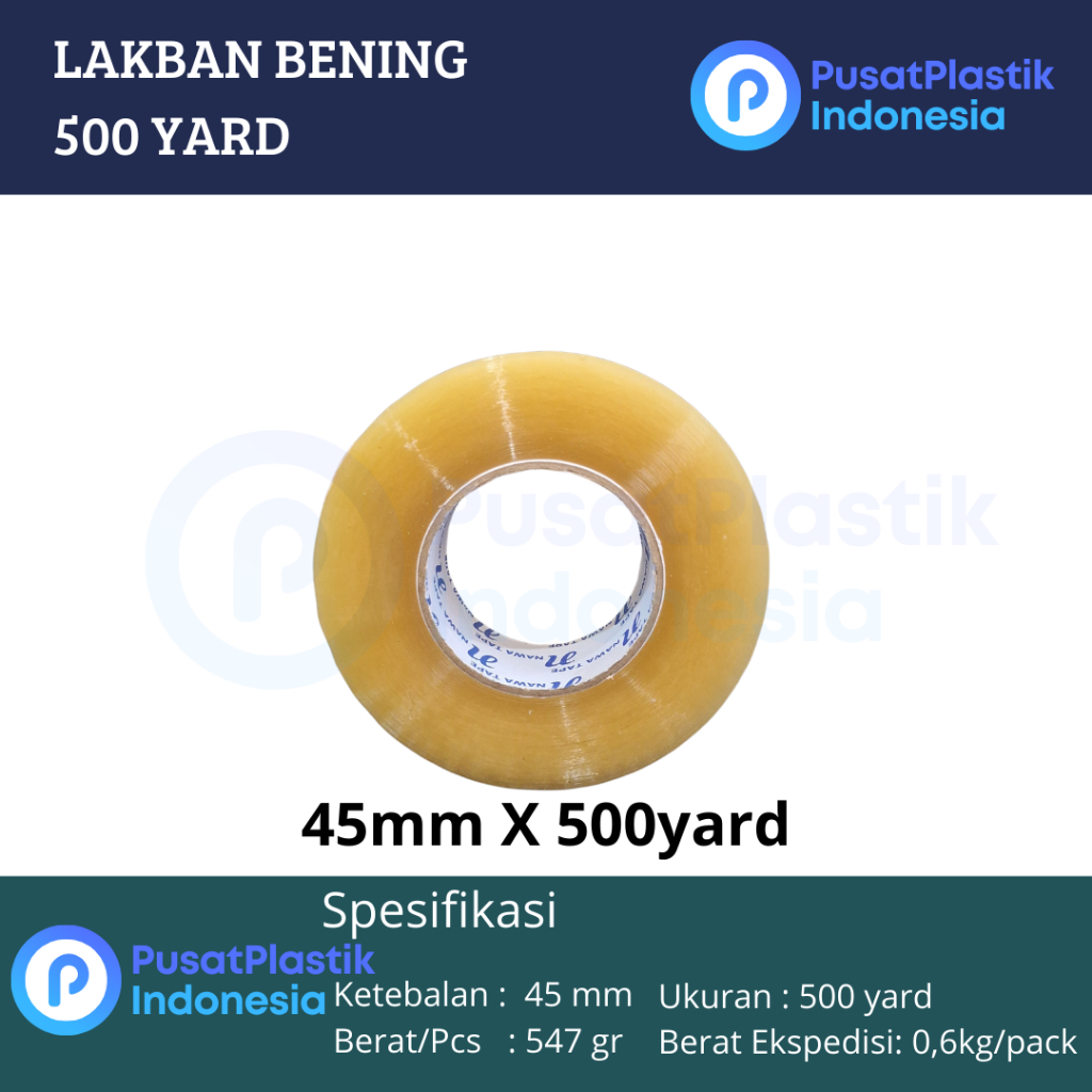 

Lakban Bening 500 Yr Isolasi Solatip Nawa Tape 45mm aya Lengket Kuat Murah