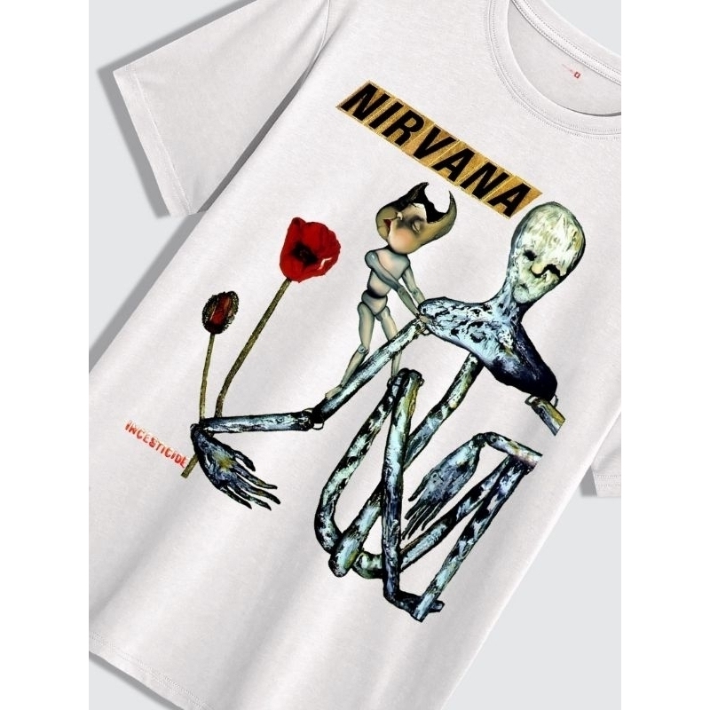 kaos band nirvana heavy weight cotton 16s built-up tanpa jahitan samping tag stitch supply