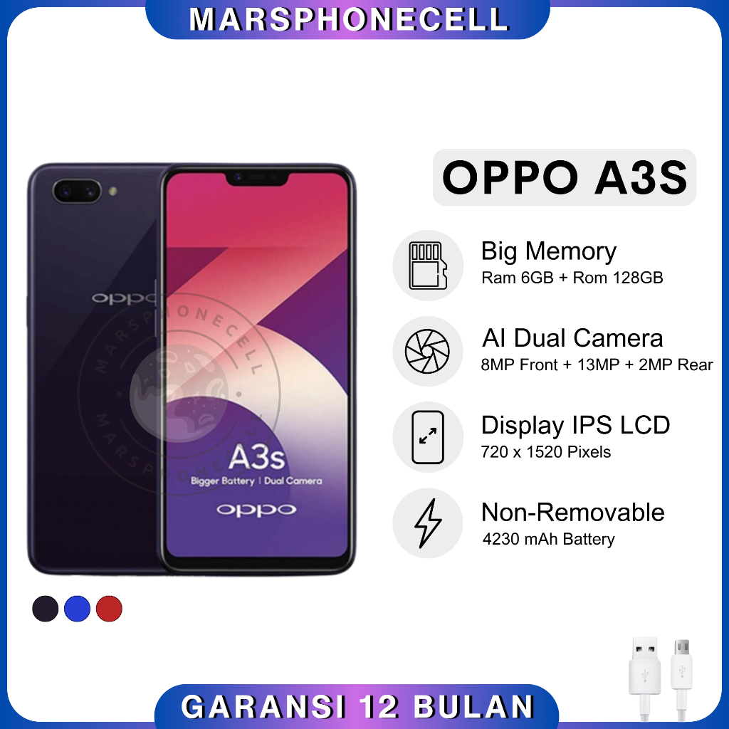 Hp Oppo A3s Ram 6/128GB Garansi Toko 1 tahun Termurah