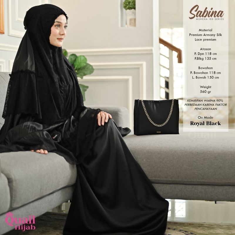 MUKENA SABINA, MUKENA PLISKET MIX LACE PREMIUM, MUKENA DEWASA BY QUAIL HIJAB