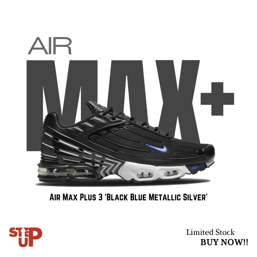 Sepatu Sneakers Nike Air Max Plus 3 'Black Blue Metallic Silver' BNIB 100% Authentic