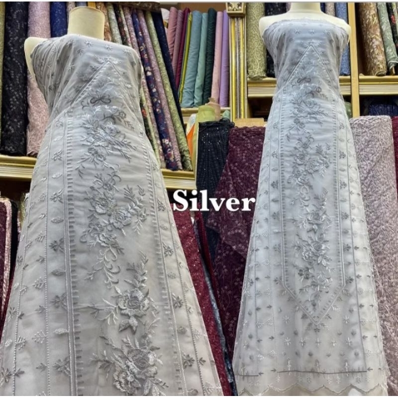 Tille bordir sapto elisaab || tille bunga sapto 2tone || seragam brukat bridemaids || kain brukat ke