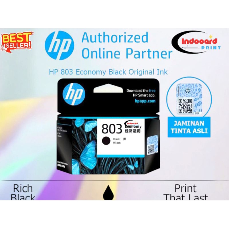TINTA PRINTER HP 803 BLACK INK CARTRIDGE HP DeskJet 2135, HP ENVY 4520, HP