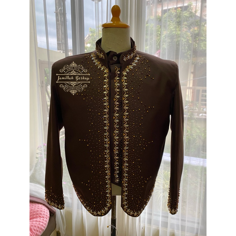 Beskap pengantin coklat tua || Beskap pengantin solo jawa || Beskap coklat mahogany || Beskap minima