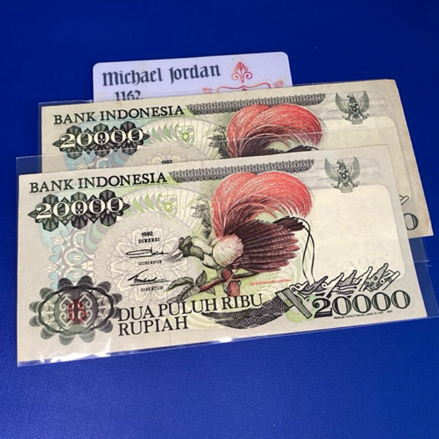 Uang 20000 Rupiah kuno 1995 Cendrawasih bekas asli