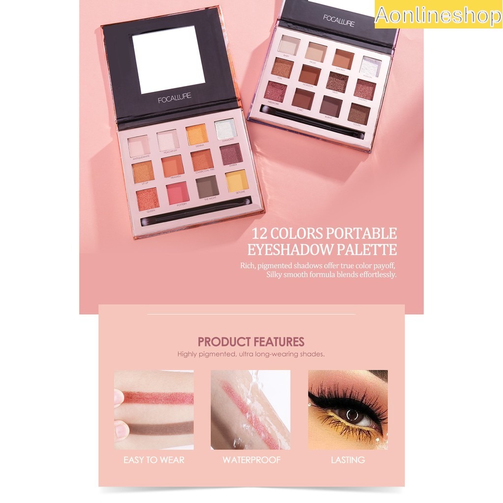 AS BPOM Focallure Eye Shadow Palette 12 Colors Eyeshadow FA50