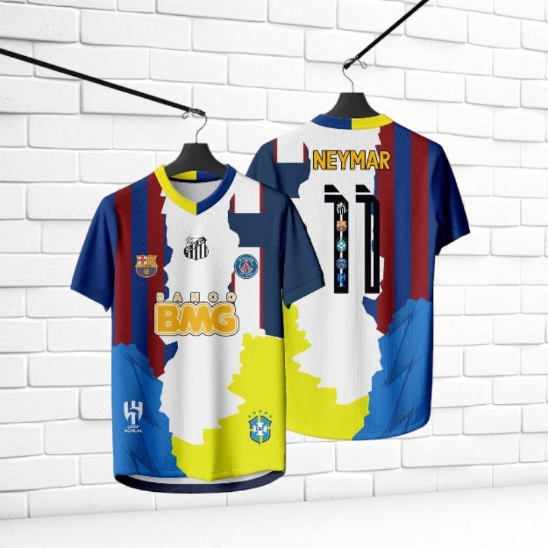 baju Jersey bola kombinasi Barca Santos PSG Al hilal Brazil Neymar Jr spesial edition