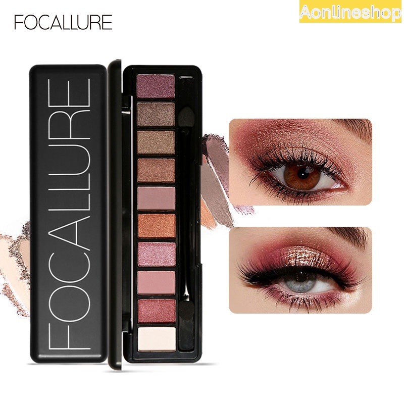 AS FA08 FOCALLURE 10 Warna Eyeshadow Palette Nude eye shadow with Brush ~ ( Focallure FA 08 )
