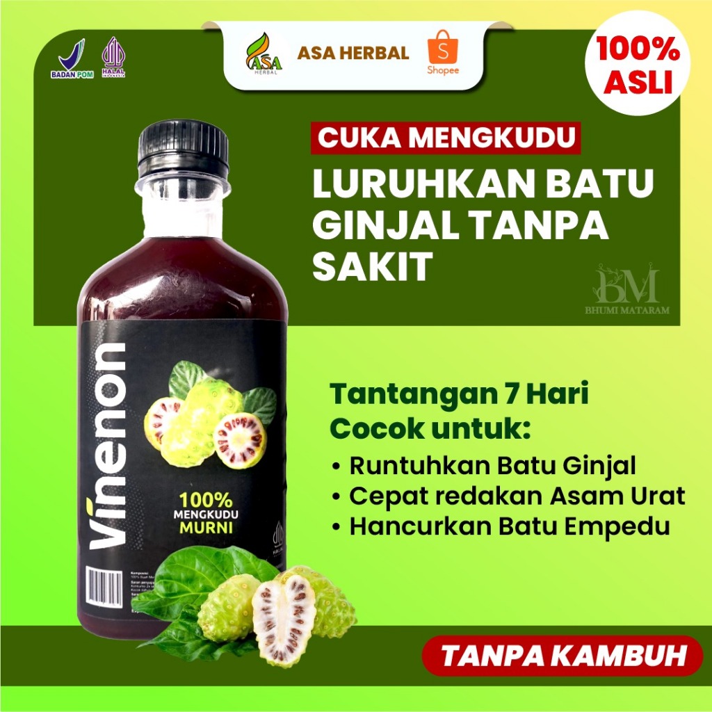 

VINENON - Cuka Mengkudu untuk Luruhkan Batu Ginjal dan Redakan Asam Urat - BPOM & HALAL