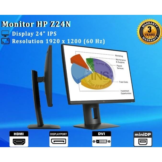 Monitor HP Narrow Bezel IPS Monitor Z24N 24 Inch