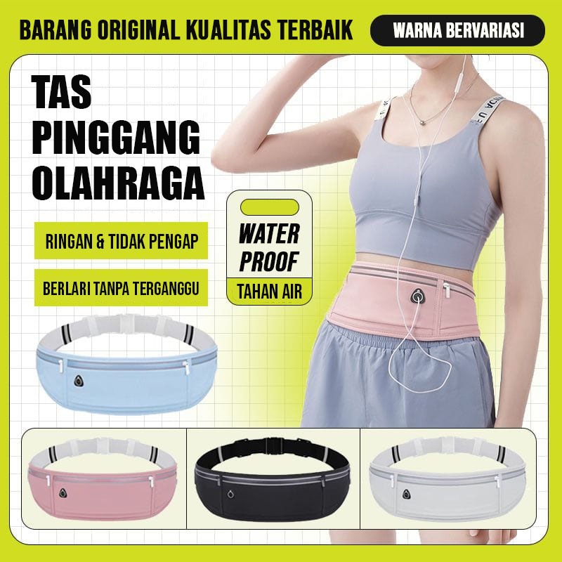 Tas Pinggang Lari Water Proof / Tas Pinggang HP Olahraga Lari Jogging Sepeda / Tas Joging Handphone 