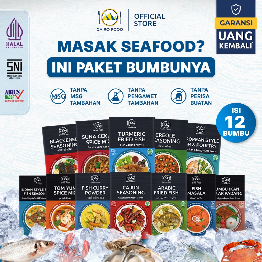 Paket Hemat 12 Bumbu Masak Untuk Seafood – Rahasia Lezat  Aneka Seafood | Cairo Food