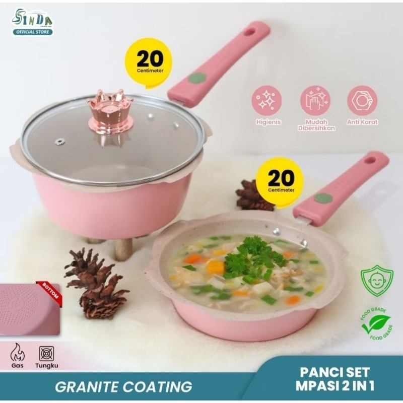SINDA PANCI SET SET 3IN1 FOOD POT MPASI COOKWARE MPASI FDA FULL SET / PERALATAN MASAK ISI 3 SET / PA
