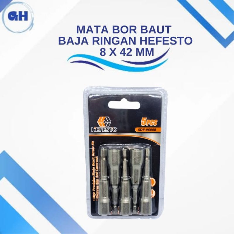 Mata Bor/Sok/Baut Baja Ringan Set Magnet 8mm