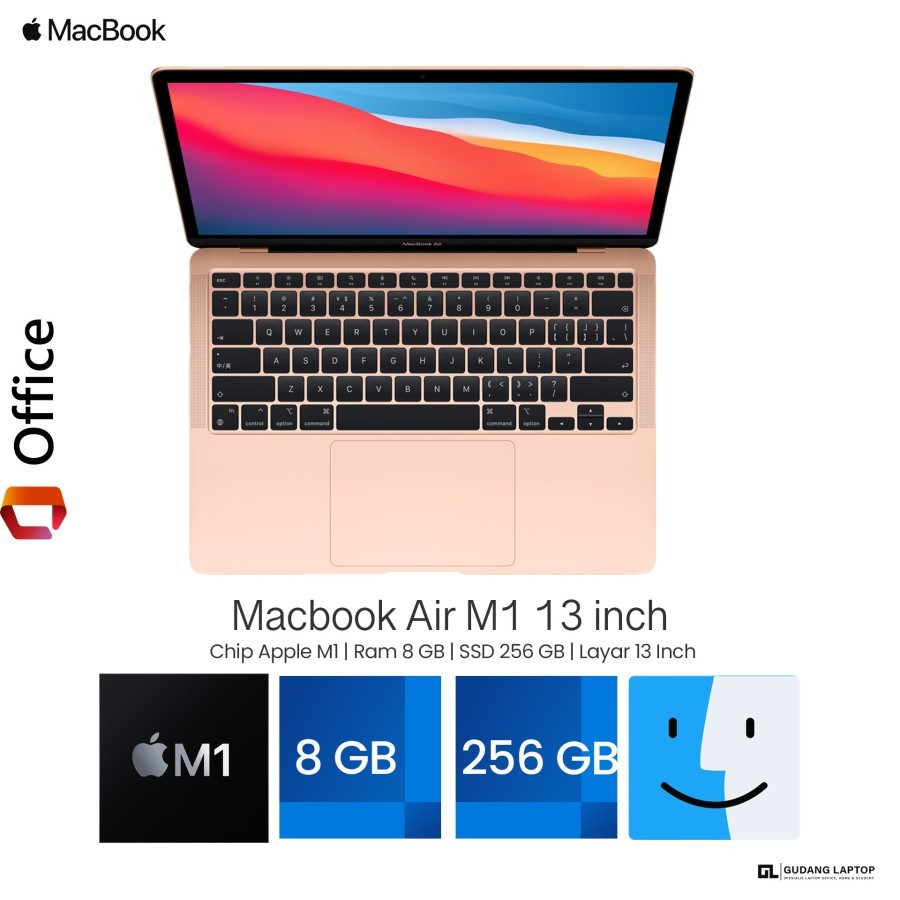 Macbook Air m1 Chip 2020 13 inch Ram 8 GB SSD 256 GB