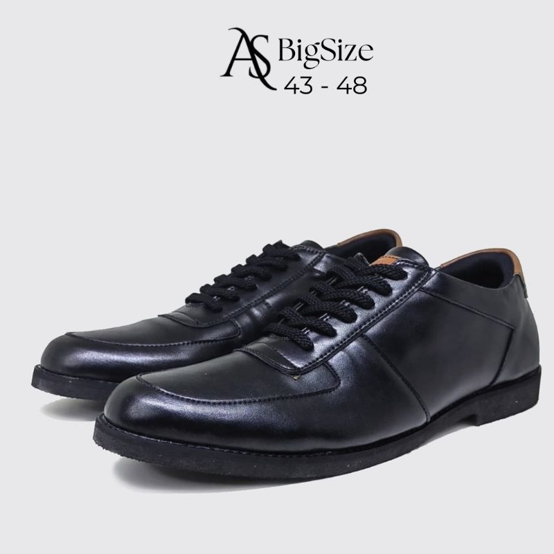 AS - Baroon Hitam Sepatu Pria BigSize 43.48 Sepatu Oxford Model Tali Formal Casual