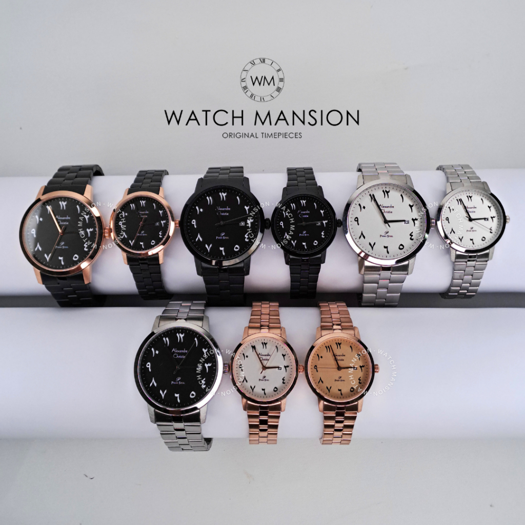 Qsn - COUPLE ALEXANDRE CHRISTIE AC 1007 AC1007 ARABIC DIAL ANALOG STAINLESS STEEL ORIGINAL GARANSI