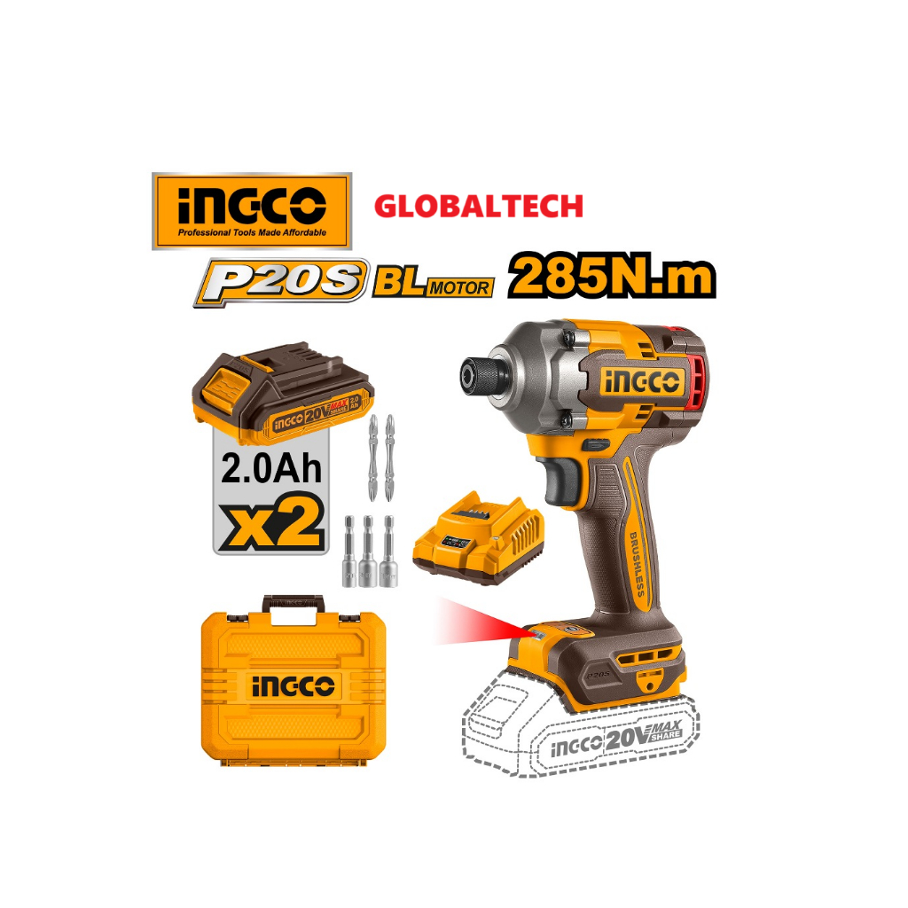 INGCO CIRLI2028 MESIN IMPACT DRIVER 20V CORDLESS IMPACT DRIVER BRUSHLESS