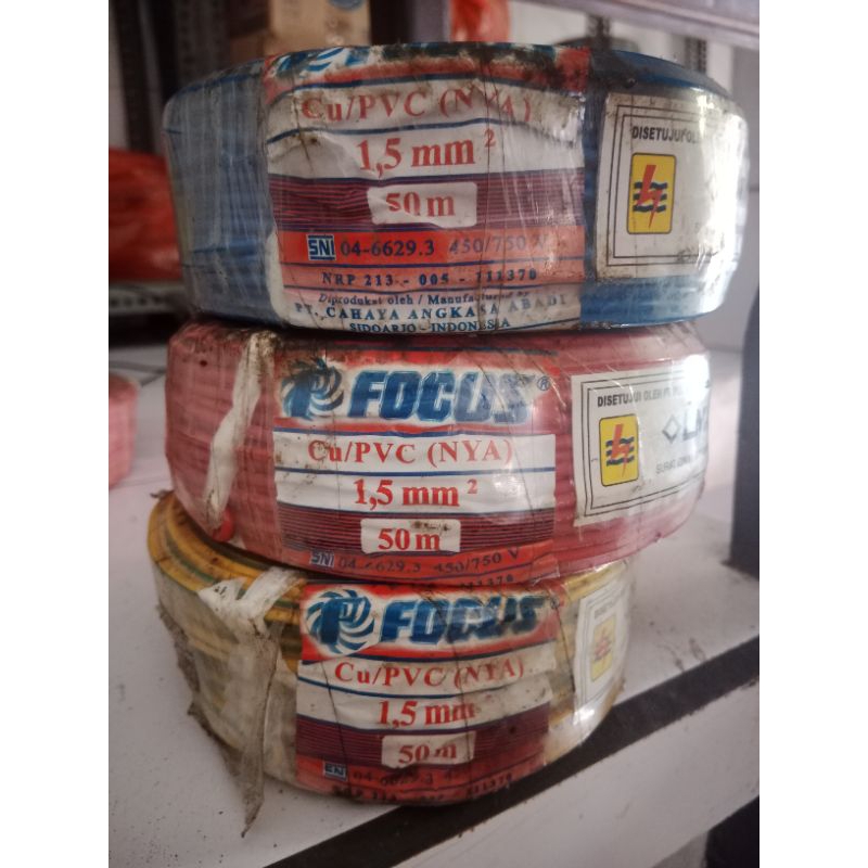 [Stok lama] Kabel merk FOCUS PVC (NYA) 1,5 mm², 50 meter