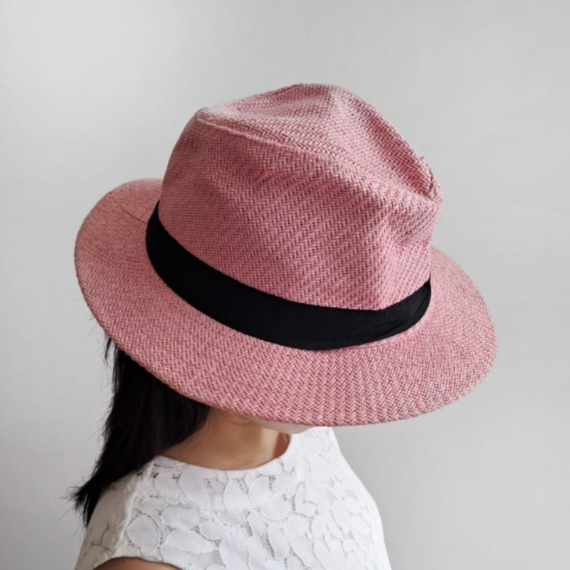 Topi Fedora Wanita Pink Topi Jerami Wanita Import Bangkok | Topi Fashion Wanita