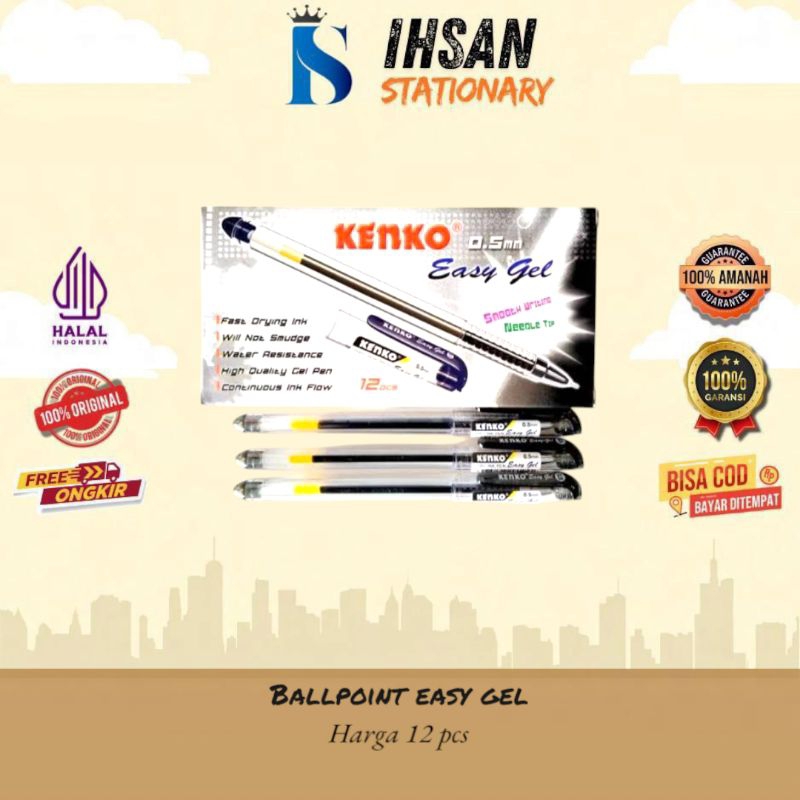 

Balpoint Gel Kenko Easy Gel Isi 12 Pcs (1 Lusin)